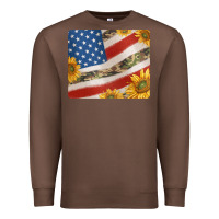 Chestnut american flag sunflowers and canouflage print veteran mousepad Premium Sweatshirt - Jasminsmagicworld