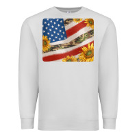 Dove Grey american flag sunflowers and canouflage print veteran mousepad Premium Sweatshirt - Jasminsmagicworld