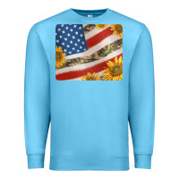 American Flag Sunflowers And Canouflage Print Veteran Mousepad Premium Sweatshirt | Teevron