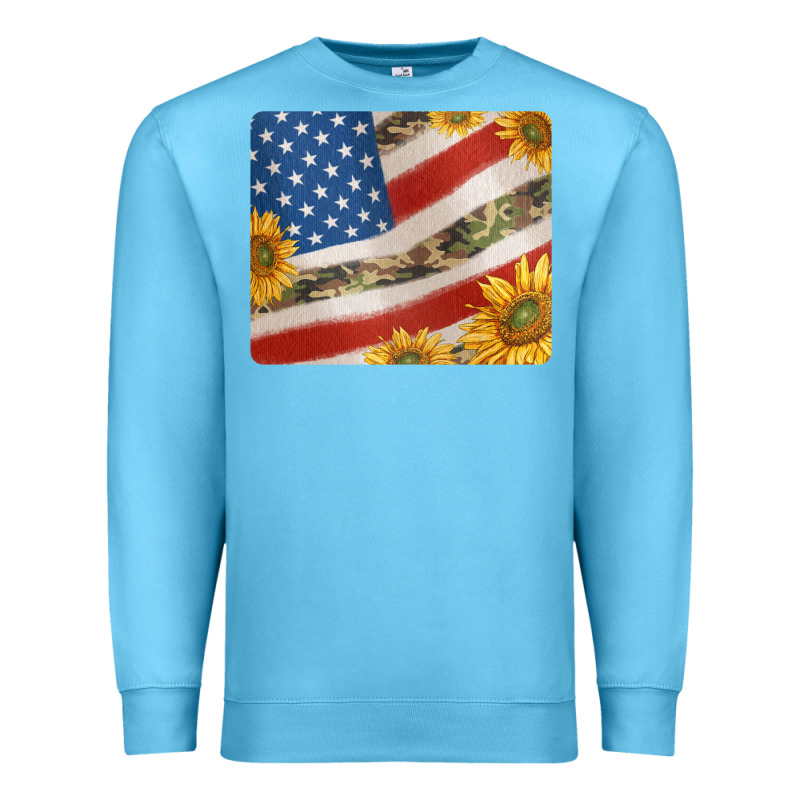 American Flag Sunflowers And Canouflage Print Veteran Mousepad Premium Sweatshirt by Jasminsmagicworld | Teevron