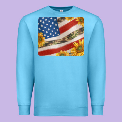 American Flag Sunflowers And Canouflage Print Veteran Mousepad Premium Sweatshirt Designed By Jasminsmagicworld