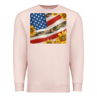 Pale Pink american flag sunflowers and canouflage print veteran mousepad Premium Sweatshirt - Jasminsmagicworld
