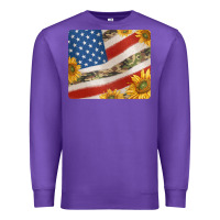 Purple american flag sunflowers and canouflage print veteran mousepad Premium Sweatshirt - Jasminsmagicworld