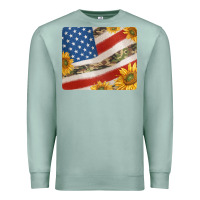 Seafoam american flag sunflowers and canouflage print veteran mousepad Premium Sweatshirt - Jasminsmagicworld