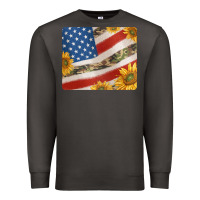 Smoke american flag sunflowers and canouflage print veteran mousepad Premium Sweatshirt - Jasminsmagicworld