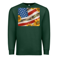 Sports Green american flag sunflowers and canouflage print veteran mousepad Premium Sweatshirt - Jasminsmagicworld