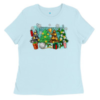Baby Blue christmas trees with tennis Ladies Tee - Zillion Design Studio