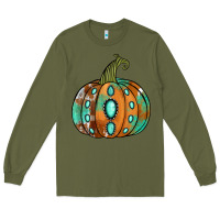 Army Green western cowhide turquoise pumpkin Long Sleeve Tee - Jasminsmagicworld