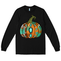 Black western cowhide turquoise pumpkin Long Sleeve Tee - Jasminsmagicworld