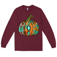 Burgundy western cowhide turquoise pumpkin Long Sleeve Tee - Jasminsmagicworld