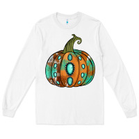 White western cowhide turquoise pumpkin Long Sleeve Tee - Jasminsmagicworld