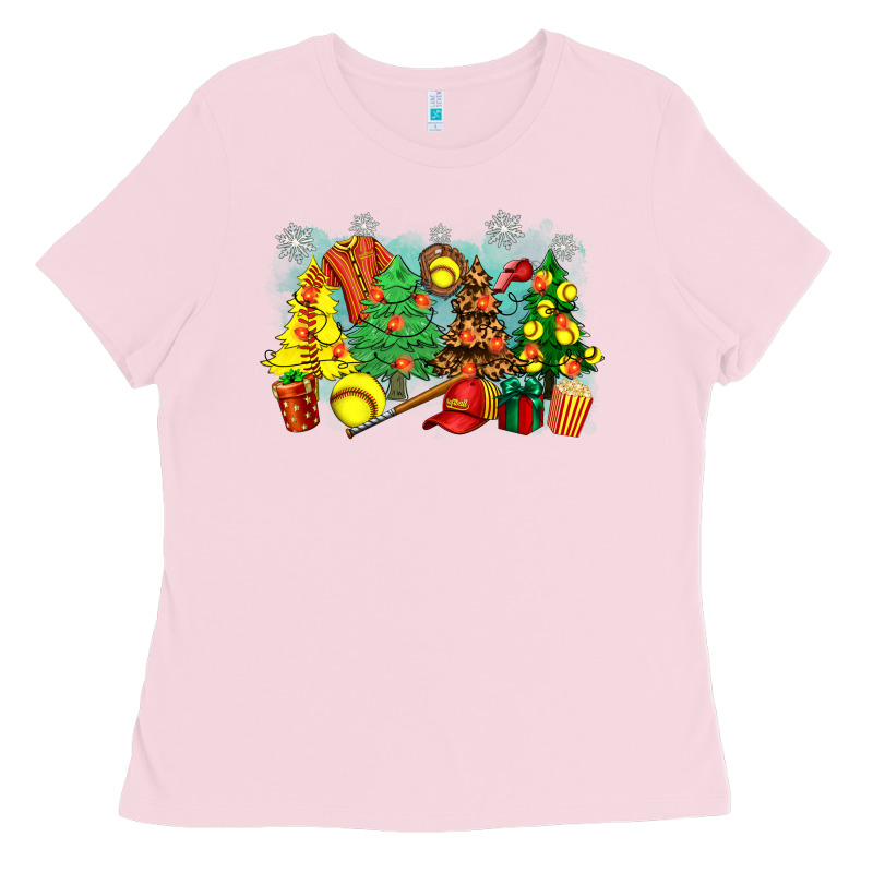Christmas Trees With Softball Ladies Tee by Zillion Design Studio | Teevron