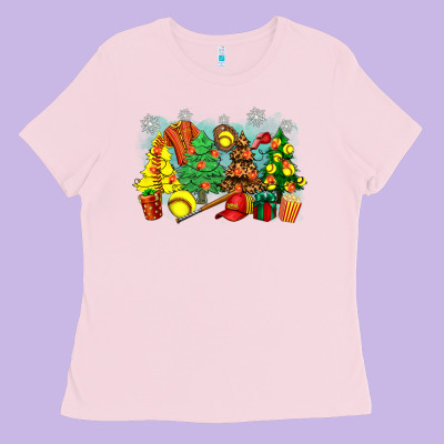 Christmas Trees With Softball Ladies Tee Designed By Zillion Design Studio
