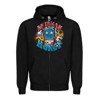 Black American honey smiley Zipper Hoodie - NancyCooperArtShop
