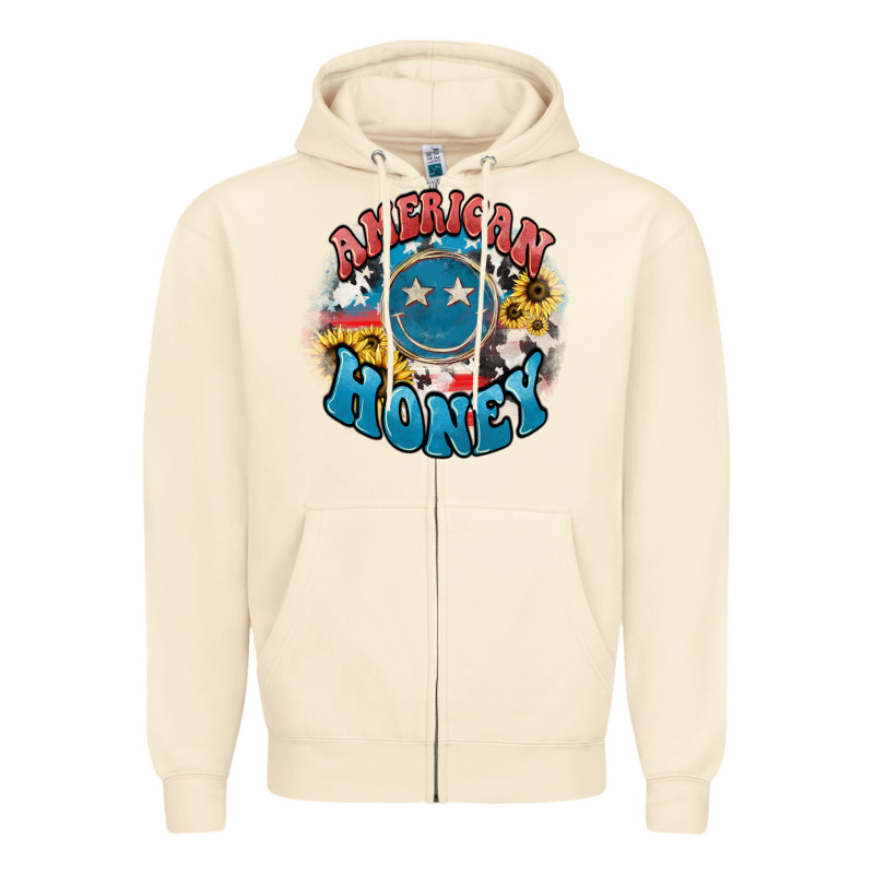 American Honey Smiley Zipper Hoodie by NancyCooperArtShop | Teevron