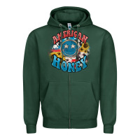Sports Green American honey smiley Zipper Hoodie - NancyCooperArtShop