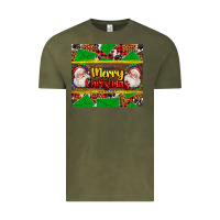 Vintage Olive merry Christmas with Santa Claus Vintage Tee - AdoDesignShop