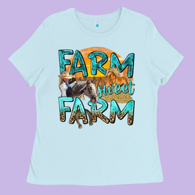 Farm Sweet Farm With Horses Ladies Tee Designed By Texasbilliewilder