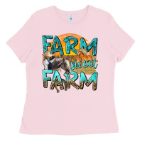 Bubblegum Pink farm sweet farm with horses Ladies Tee - texasbilliewilder