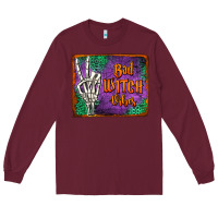 Burgundy bad witch vibes Long Sleeve Tee - Jasminsmagicworld