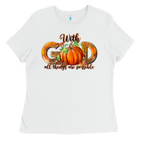 White With God All Thing Are Possible Ladies Tee - RanaPortraitStore