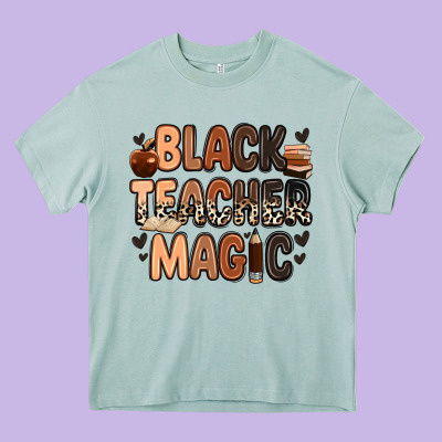 Black Teacher Magic Heavy Core Tee Designed By Zillion Design Studio