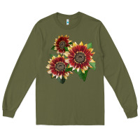 Army Green Florenza Sunflower Long Sleeve Tee - LillyAllenDesigns
