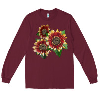 Burgundy Florenza Sunflower Long Sleeve Tee - LillyAllenDesigns