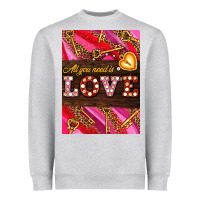 Heather Grey all you need is love Heavyweight Sweatshirt - AdoDesignShop