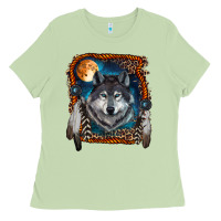 Matcha Wolf And Feathers Ladies Tee - RanaPortraitStore