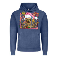Vintage Denim pink christmas skeleton Vintage Hoodie - AdoDesignShop