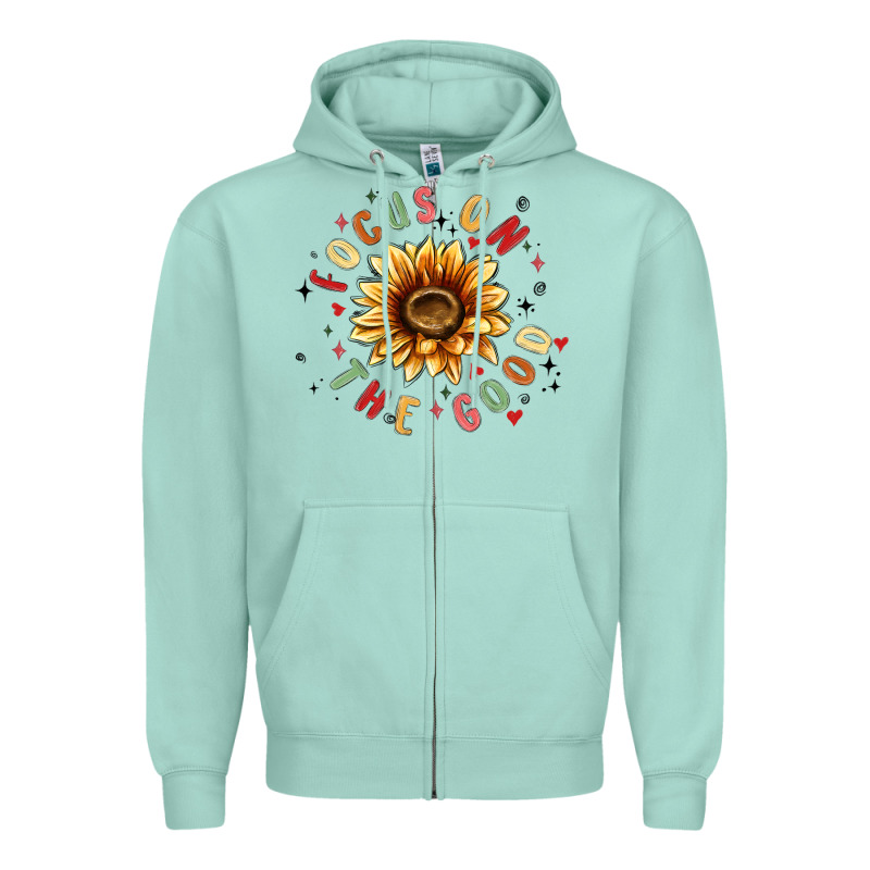 Focus On The Good Zipper Hoodie by MaliasSmallBusiness | Teevron