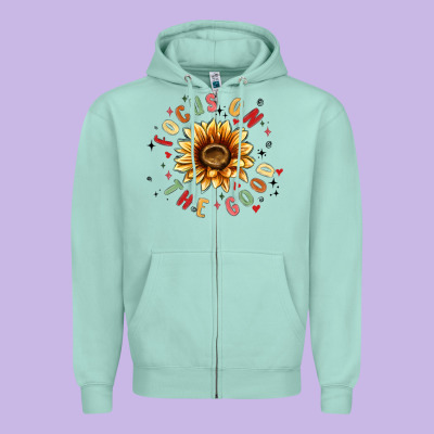 Focus On The Good Zipper Hoodie Designed By Maliassmallbusiness