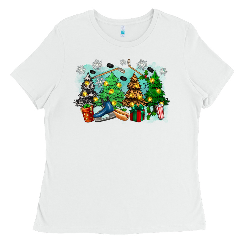 Christmas Trees With Hockey Ladies Tee by Zillion Design Studio | Teevron