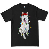 Black christmas white shepherd with christmas lights Premium Tee - RanaPortraitStore