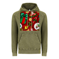 Vintage Olive christmas snow globe seamless pattern Vintage Hoodie - BundleAndBundleShop