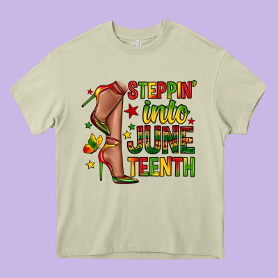 Steppin Into Juneteenth Heavy Core Tee Designed By Zillion Design Studio