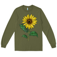 Army Green Sunray yellow sunflower Long Sleeve Tee - LillyAllenDesigns
