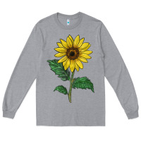 Heather Grey Sunray yellow sunflower Long Sleeve Tee - LillyAllenDesigns