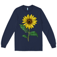 Navy Sunray yellow sunflower Long Sleeve Tee - LillyAllenDesigns