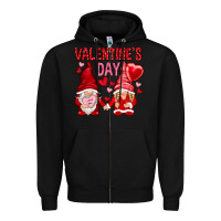 Black valentines day with gnomies Zipper Hoodie - NancyCooperArtShop