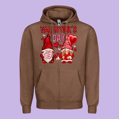 Valentines Day With Gnomies Zipper Hoodie Designed By Nancycooperartshop