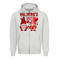 Dove Grey valentines day with gnomies Zipper Hoodie - NancyCooperArtShop