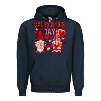 Navy valentines day with gnomies Zipper Hoodie - NancyCooperArtShop