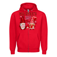 Red valentines day with gnomies Zipper Hoodie - NancyCooperArtShop