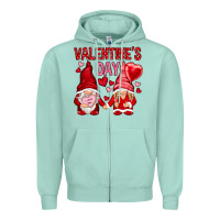 Seafoam valentines day with gnomies Zipper Hoodie - NancyCooperArtShop