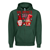 Sports Green valentines day with gnomies Zipper Hoodie - NancyCooperArtShop