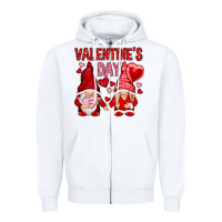White valentines day with gnomies Zipper Hoodie - NancyCooperArtShop