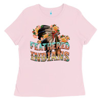 Bubblegum Pink feathered indians Ladies Tee - texasbilliewilder