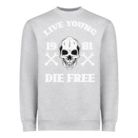 Heather Grey Live Young Die Free Heavyweight Sweatshirt - Bettercallsaul